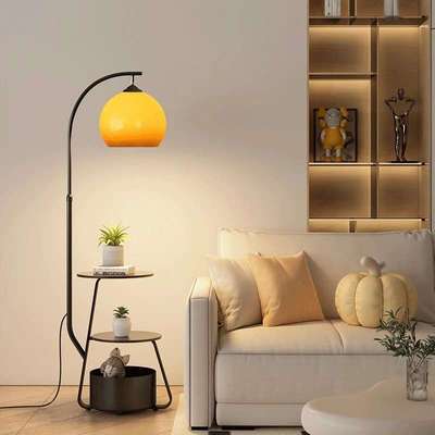 玻璃柚子客厅沙发落地灯卧室床头柜一体台灯玻璃灯罩立式氛围灯厂