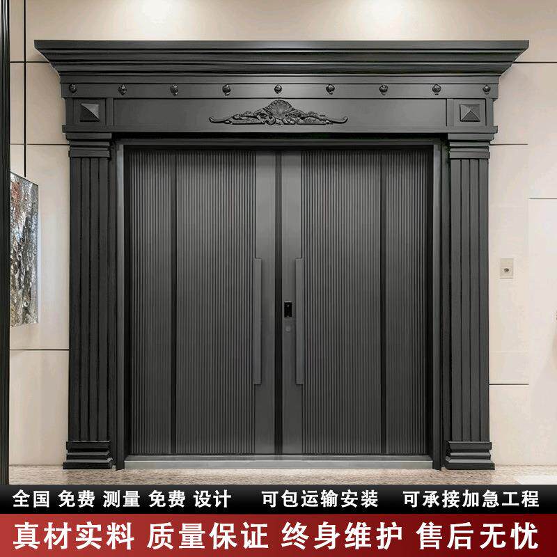 铸铝门别墅大门双开门农村自建房大门防盗门自建房子母入户进户门
