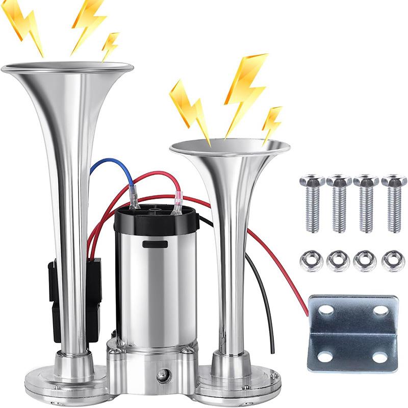 双管一体式空气蜗牛喇叭600DB压缩机连体电机汽车高音喇叭