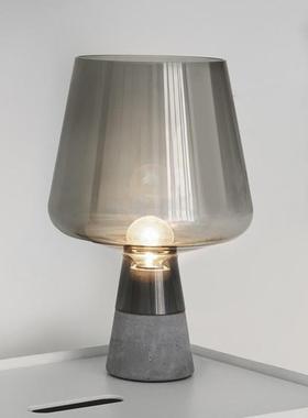 北欧创意现代简约水泥客厅台灯田园卧室灰色床头书房玻璃台灯