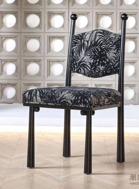 新中式黑色实木餐椅新款休闲椅家用靠背椅设计师餐厅北欧洽谈椅子