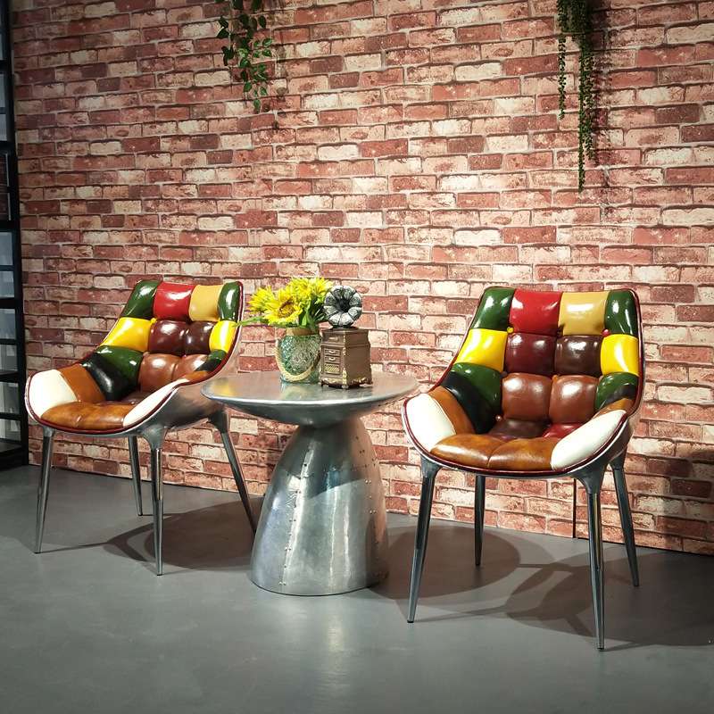 工业风铝皮铆钉个性洽谈椅现代简约戴安娜靠背椅LOFT设计师休闲椅