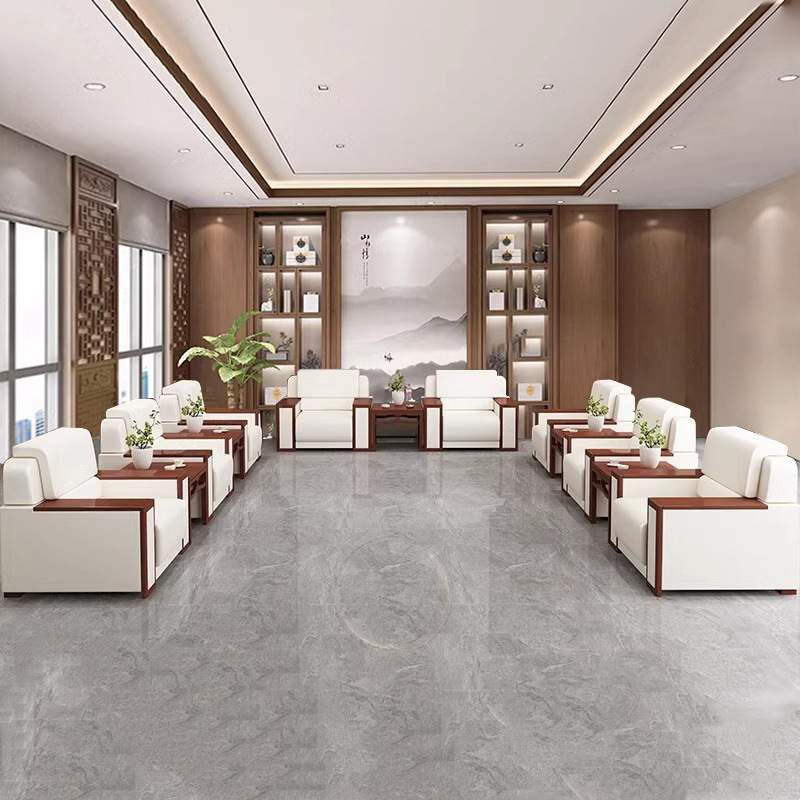 会议室接待室会议沙发中式布艺商务办公沙发套装会客沙发茶几组合