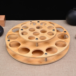 创意托盘竹木制白酒杯架子置物架 速发家用分酒器一口杯收纳架套装