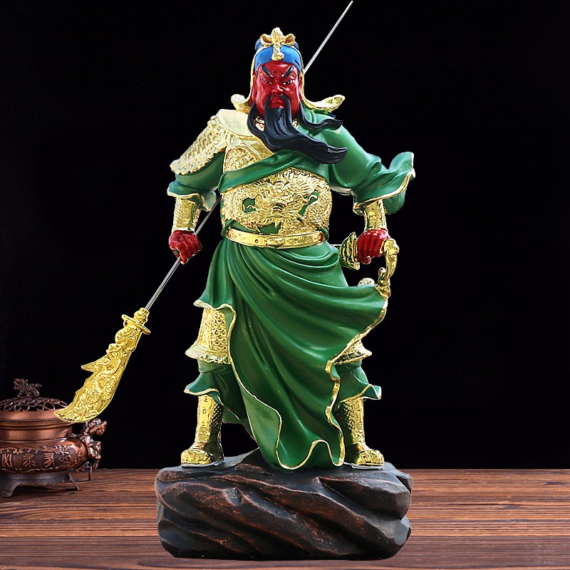 速发横刀关公神像新款店铺家用摆件武财神关羽关二爷关云长像树脂