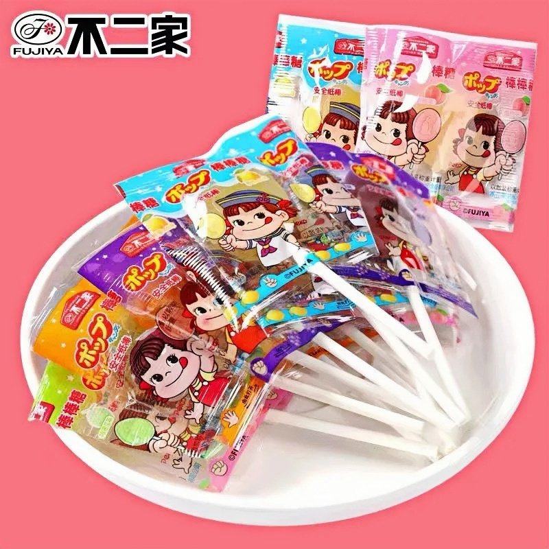 不二家棒棒糖纸棒牛奶味散装混合水果口味结婚礼喜糖儿童糖果零食