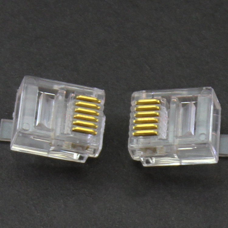工厂6P6C水晶头6芯电话水晶头RJ11 RJ12 6P6C数控语音电话线接头