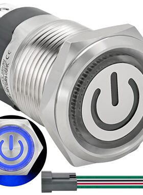 ZJWZJH (15Amp) 16 毫米 5/8 英寸锁闭按钮开关蓝色 120V 110V A