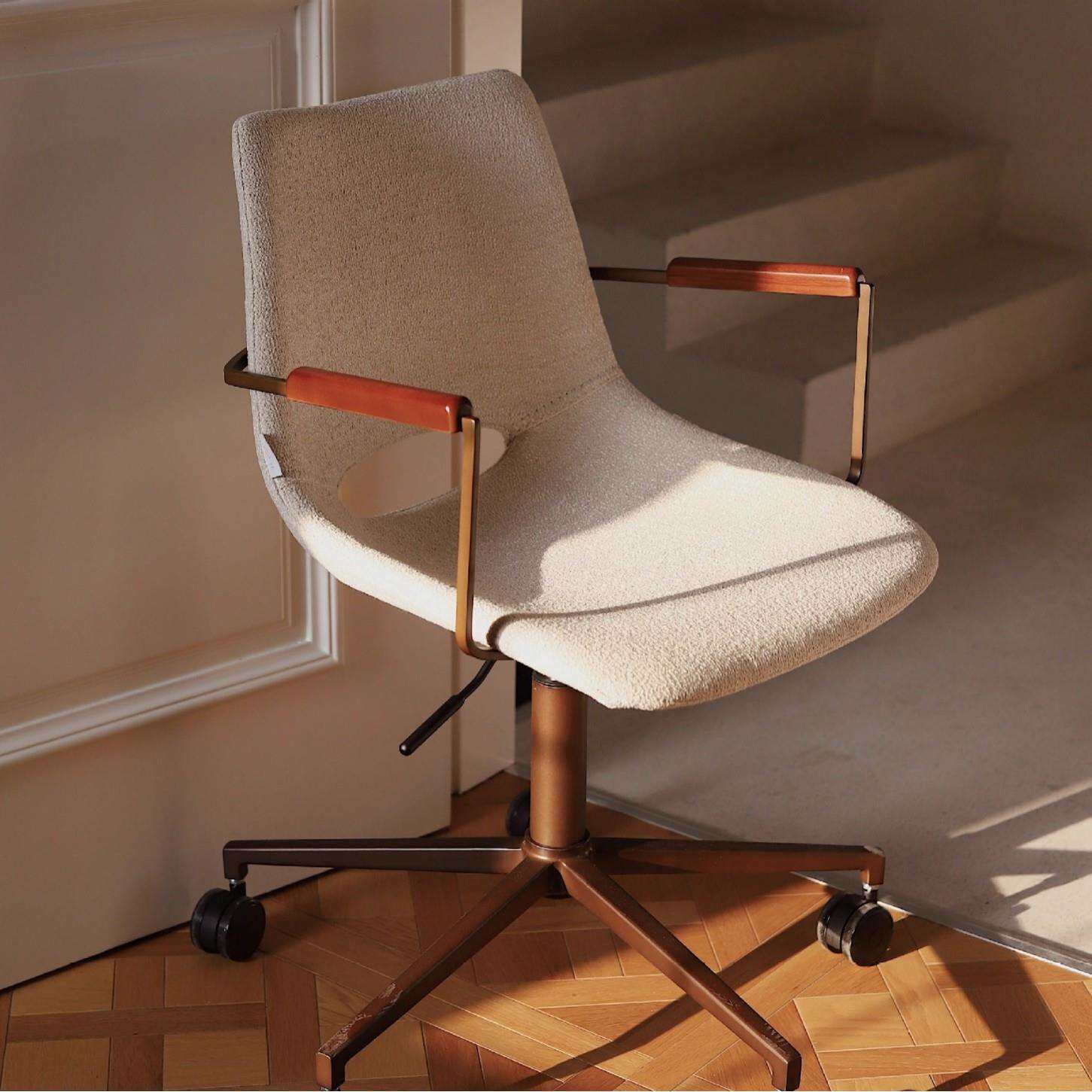 ZHUOSE法式简约客厅椅子办公椅人体工学白色书房电脑椅舒适家用