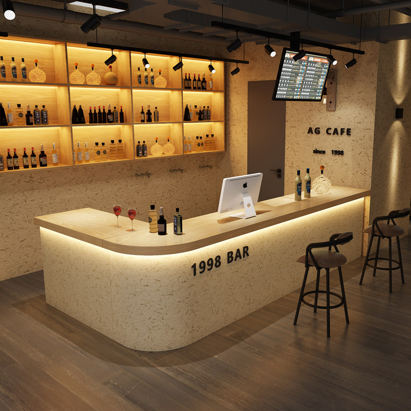 民俗风吧台桌收银台饭店餐厅酒吧台餐饮火锅民宿前台转角柜台