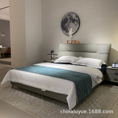 北欧极简布床现代简约主卧床猫抓布软床高端大气设计师款 双人床婚