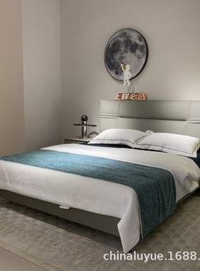 北欧极简布床现代简约主卧床猫抓布软床高端大气设计师款双人床婚