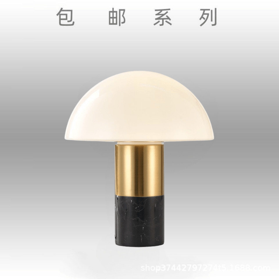 北欧时尚个性创意蘑菇造型卧室台灯设计师简约书房白色玻璃台灯