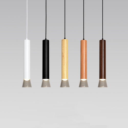 现代简约圆柱木纹吊灯新中式创意卧室床头吊灯北欧餐厅灯吧台吊灯