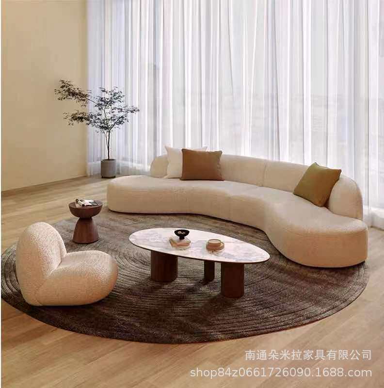 北欧现代轻奢弧形沙发美式简约港式设计异形沙发网红客厅家具