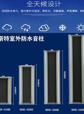 公共广播10W-40W全天候灰色室外防水音柱HSE-510H/520H/530H/540H