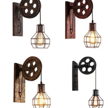 loft工业风复古壁灯创意升降滑轮个性餐厅走廊过道装饰铁艺室内