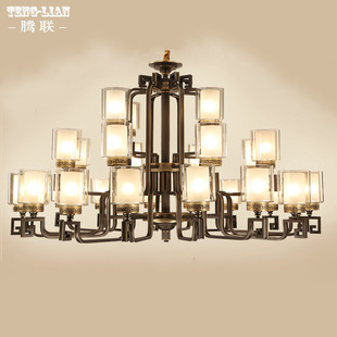 酒店大吊灯 吊灯美式 全铜中式 工程吊灯3层大吊灯高楼层纯铜新中式