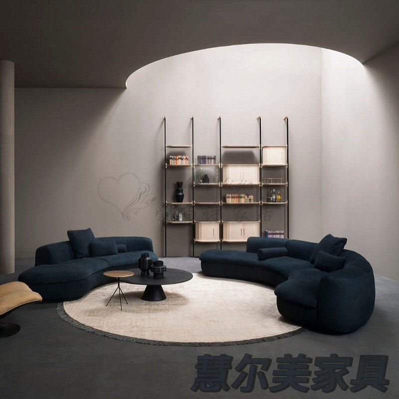 北欧后现代异形Baxter创意酒店简约多人棉麻磨砂三人布艺弧形沙发