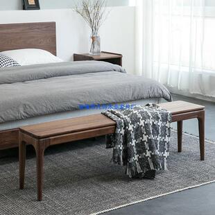 北美黑胡桃长凳简约北欧实木餐凳长条凳床尾凳餐厅樱桃木长板凳