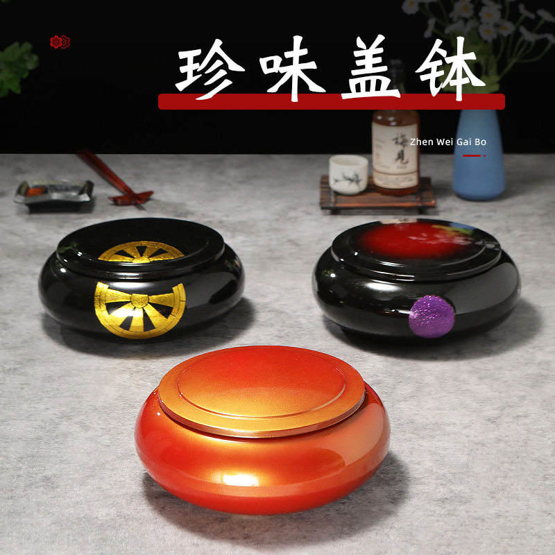 日式金扇鳗鱼饭盒寿司盒圆形带盖便当盒餐盒送餐盒点心盒寿司料理