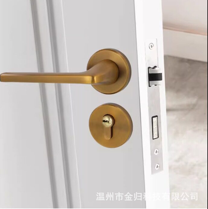 轻奢门锁室内卧室静音房间门锁把手家用通用型锌合金锁具太空铝