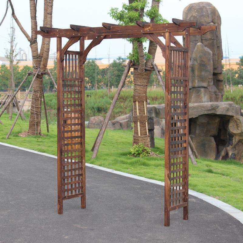 户外防腐木拱门阳台实木网格爬藤花架装饰拱形葡萄架花园庭院花架