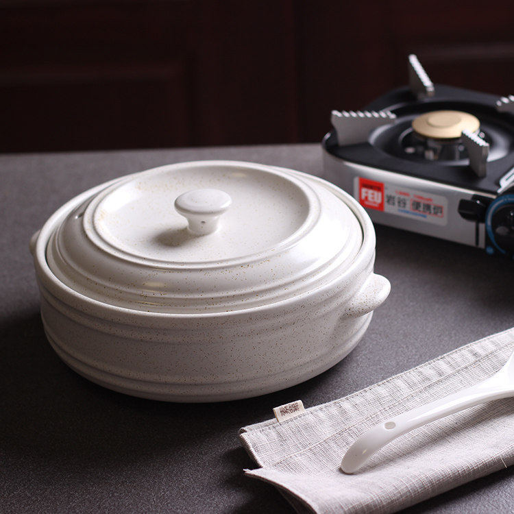 2L日式陶瓷浅汤锅 明火耐高温锂辉石砂锅熬粥煮丸子汤煲仔饭锅