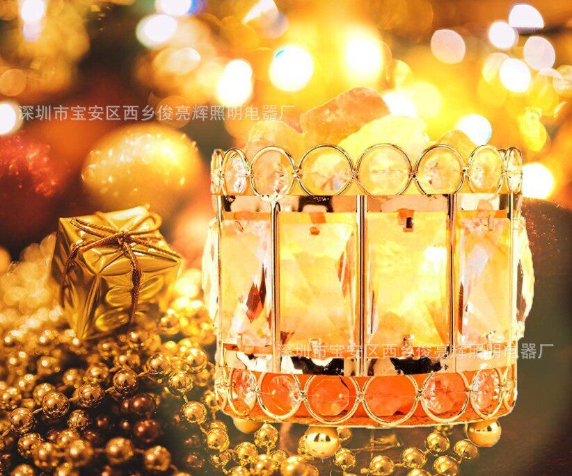 厂家直销热销大花边水晶盐灯小夜灯氛围灯