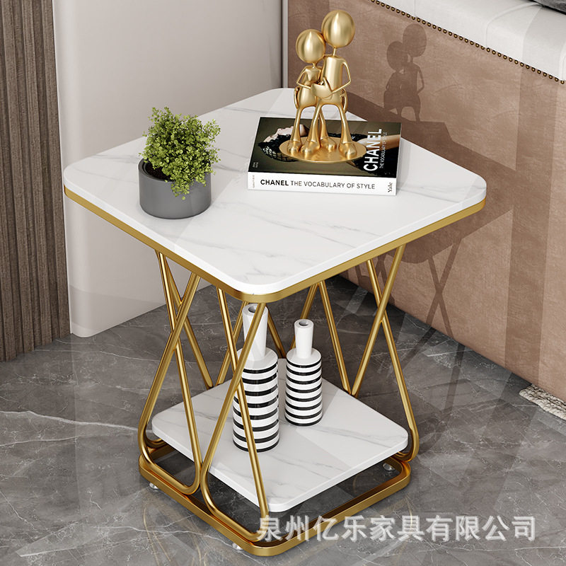 轻奢沙发双层边几岩板角几客厅北欧简约方形小边桌床头边柜小茶几
