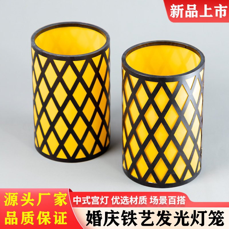 婚庆中式铁艺汉唐发光灯笼吊顶装饰黄色吊灯中国风婚礼堂宫灯挂件