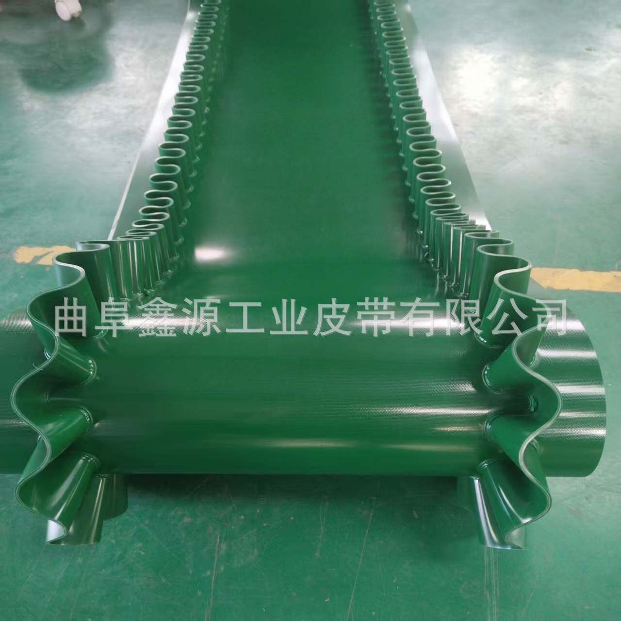 裙边加工输送带 绿色PVC草花纹包装生产线传送带供应生产