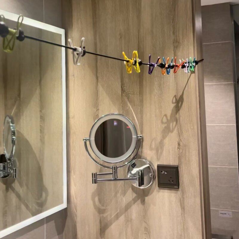 ?旅行晾衣折叠衣架便携旅游晾衣绳带夹子酒店晒衣绳户外晒被