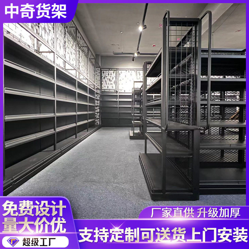 双层商超货架生鲜超市货架盒马款式便利店展示架食品货架钢木仓库图片