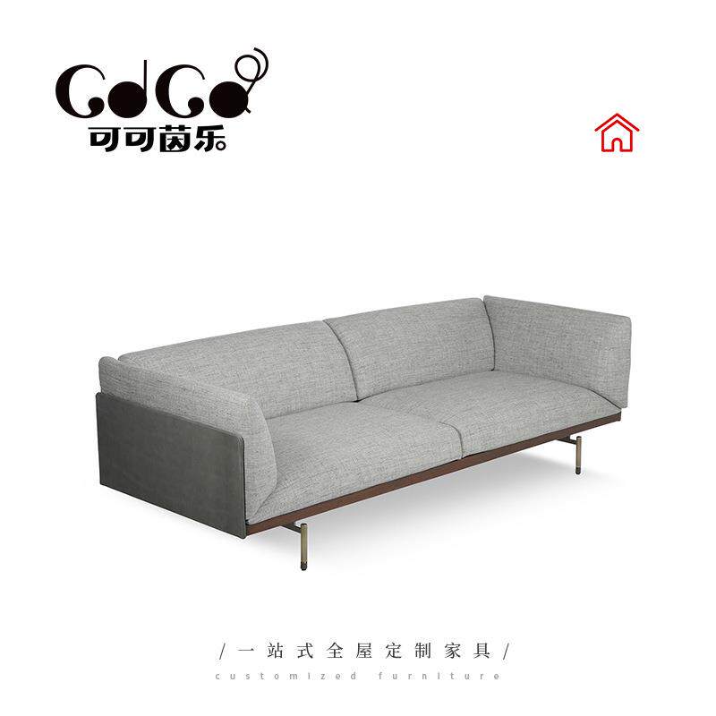 网红三人位设计大师轻奢小户型布艺沙发客厅沙发别墅酒店接待