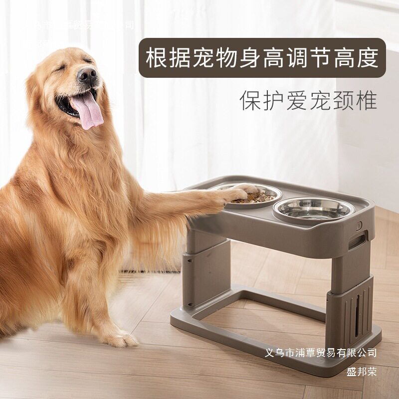 宠物用品狗盆不锈钢高架碗猫碗狗碗喂食器宠物不锈钢碗可调节