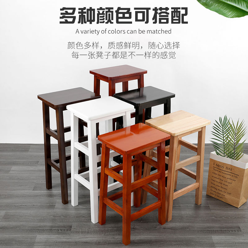 高脚凳老式吧台椅子加高实木椅子成人木凳子家用长方形高凳子