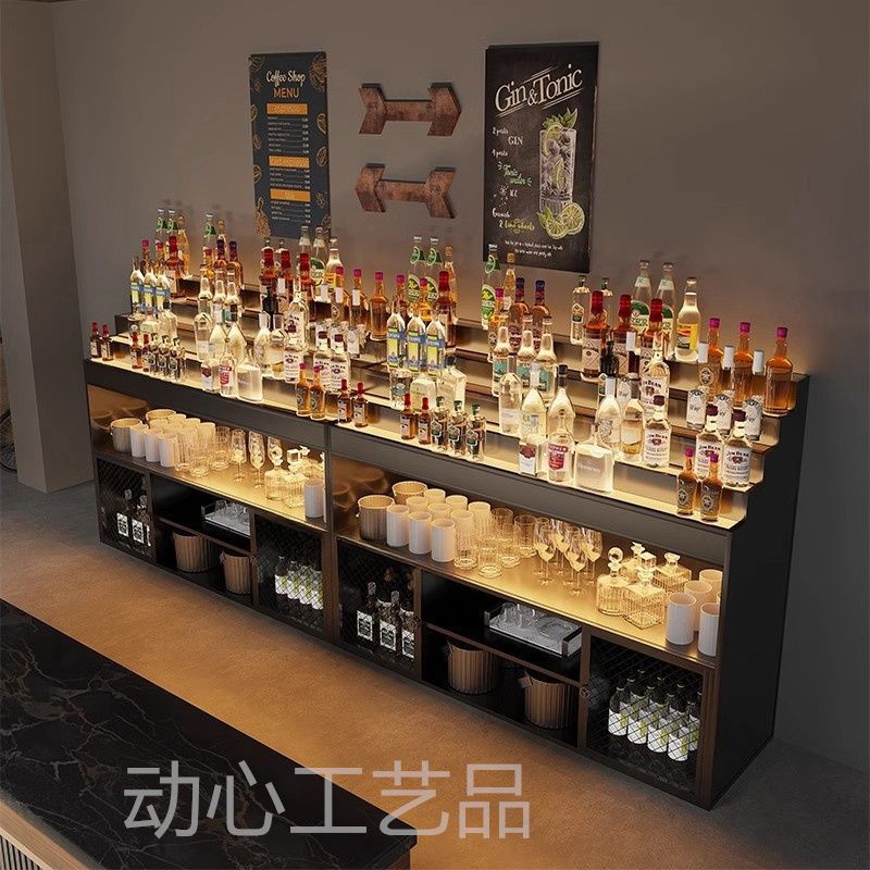 酒柜展示柜酒吧吧台落地发光酒架收纳架靠墙置物架商用