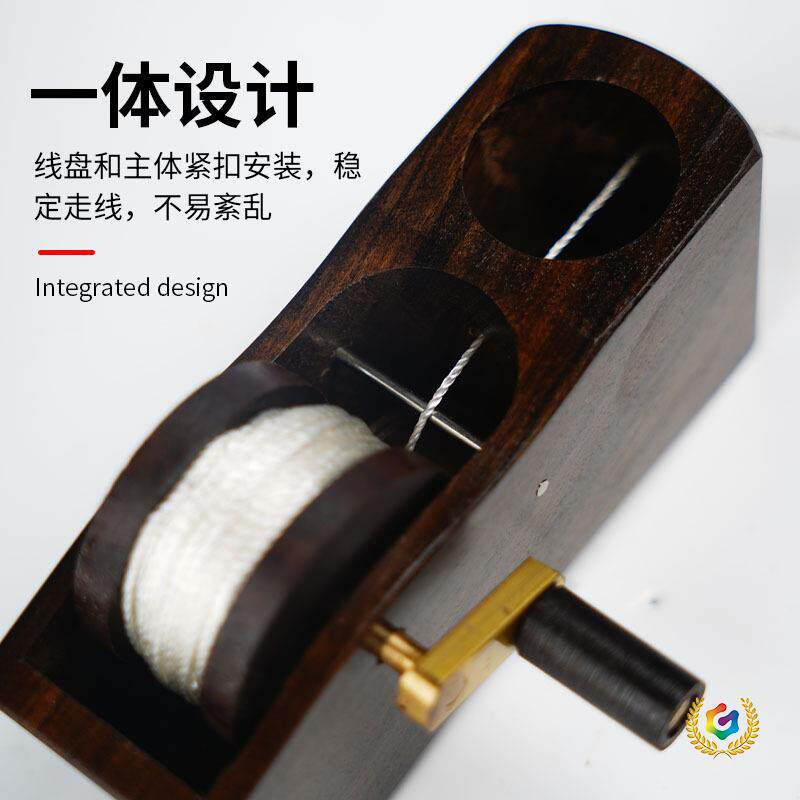 ?木井方墨斗 手摇式墨斗划线器 迷你DIY木工工具黑檀墨斗划线工