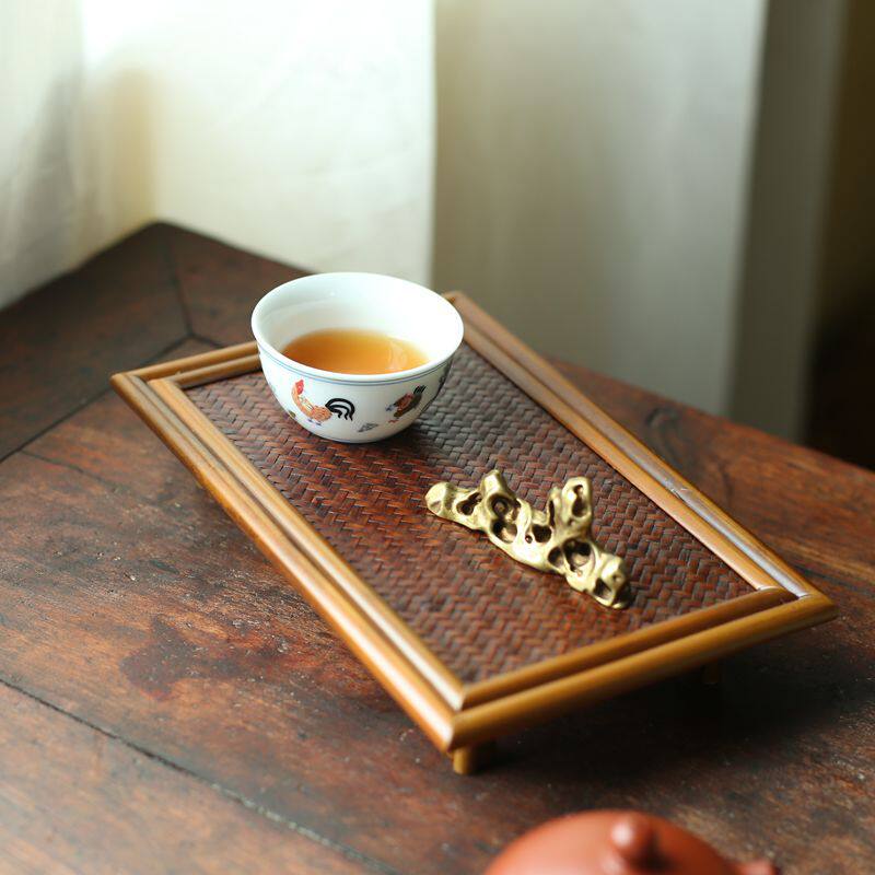大漆茶台原竹日式席茶具茶盘家用小茶台茶桌壶垫干泡台一壶一杯