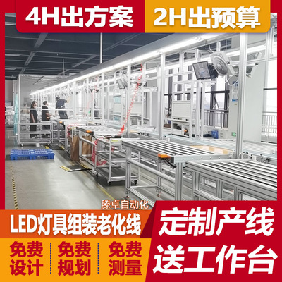 广东平板灯总装流水线 LED格栅灯包装线循环线 顶升平移机设计