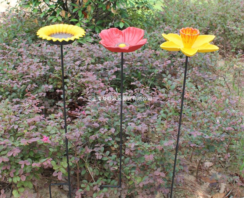 铸铁花型喂鸟器插件花园摆件庭院家居装饰水景铁艺花插三款任选