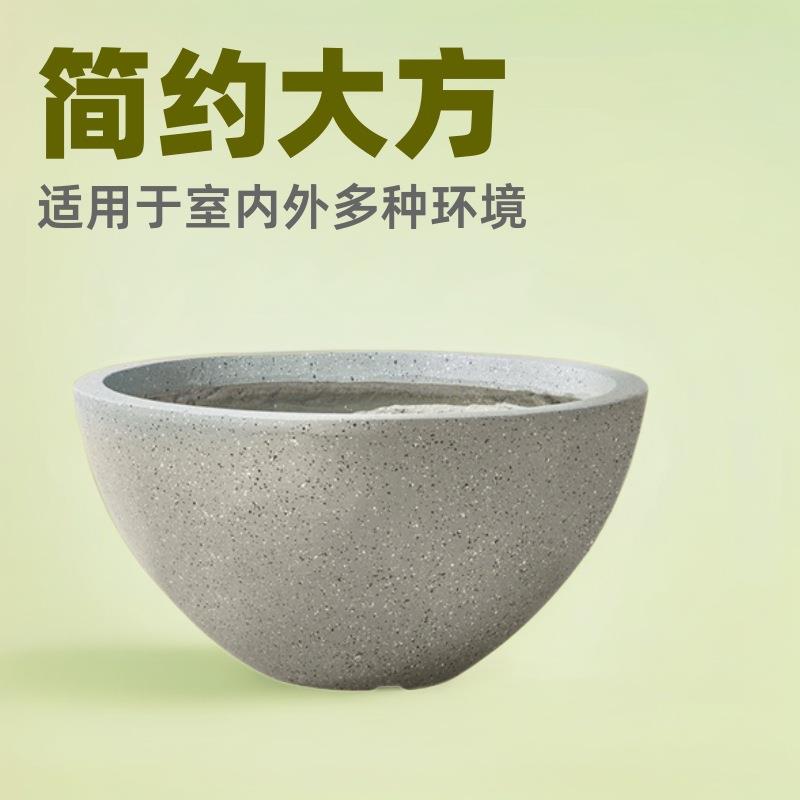 现代简约白色家用客厅落地镁泥花盆大口径碗莲水泥盆室内外花箱