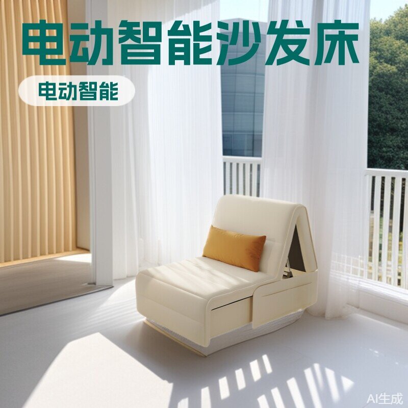 多功能伸缩沙发床奶油风两用可折叠小户型单人阳台书房电动智能床