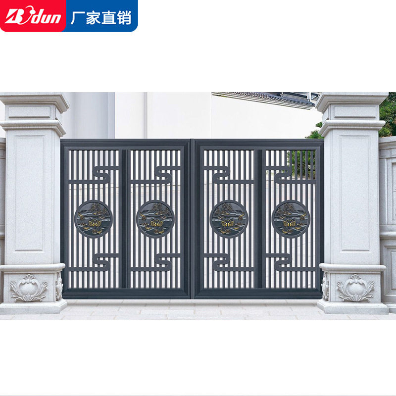 博盾铝艺庭院大门中式庭院门电动门乡村铁艺围墙院子铝合金双开门
