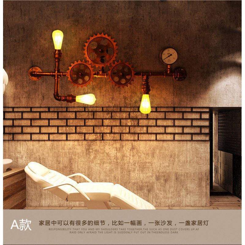 loft复古创意工业风过道壁灯餐厅酒吧网咖理发店饭店个性水管壁灯