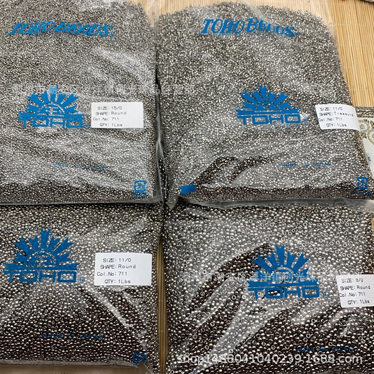 TOHO东宝玻璃米珠711#金属灰镍色电镀珠1.5mm2mm圆珠古董珠管珠
