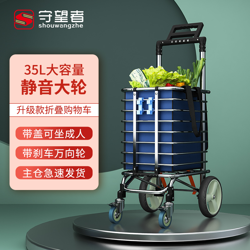 买菜小拉车购物车静音大轮可折叠便携取快递拖车老人小推车拉杆车