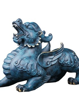 《霸王貔貅》铜貔貅摆件 纯铜招财皮丘大号一对公母客厅玄关聚财