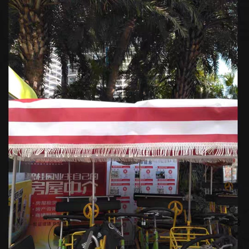 篷布订做观光自行车棚 蓝红黄绿白双人棚 奥威特欧派地旅游车棚顶